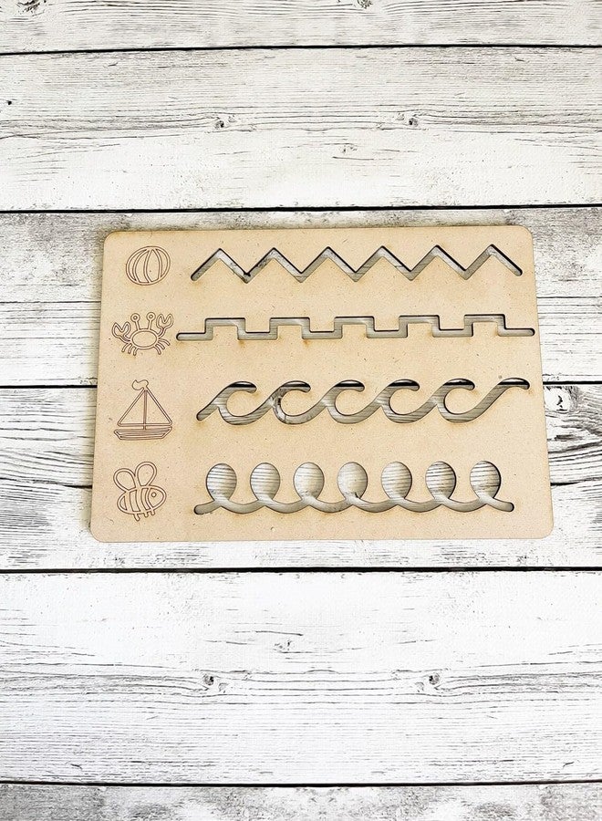 Curious Button Unfinished Wooden Tracing Pencil Preschool Skill Board, Montessori Educational Toys Pre-Writing Board Montessori Educational (Pack of 2) - Image 2